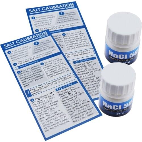 20mL Salinity Meter NaCl 50 ppt Calibration Buffer Solution (Set of 2 Bottles) Saltmeter