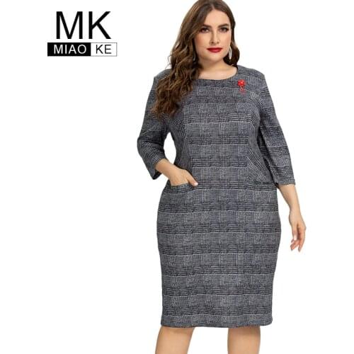 2020 Summer womens Plus Size Plaid Dress fashion Ladies elegant Club dresses