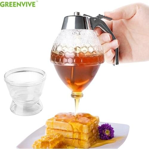 Acrylic Honey Juice Syrup Dispenser Pot Jar with Trigger Stand Juice Syrup Cup Kitchen Accessories
