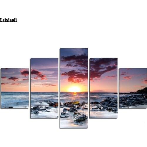 Diamond painting sea 5pcs full square round diy 5d mosaic cross stitch rhinestone 3d picture diamond embroidery home decoration