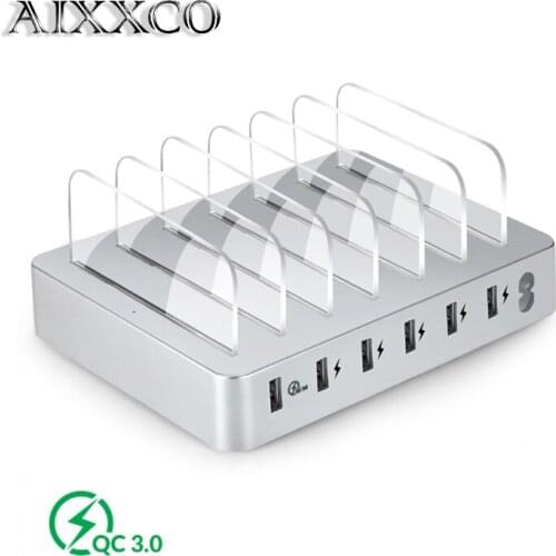 AIXXCO Quick charger 3.0 6-Port USB Charging Station Dock 45W 9A USB Charger Hub Fast USB Charging Dock For Smartphone Tablet