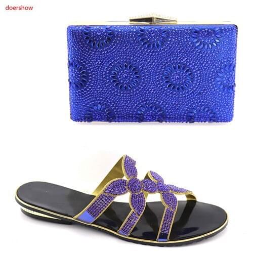 Doershow blue African Matching Shoes and Bags Italian In Women Italian Women Shoes and Bags To Match Shoes with Bag Set SBV1-16