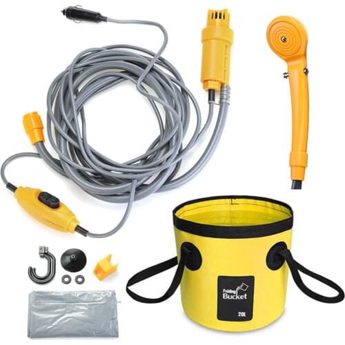 12V Car Washer Camping Shower High Pressure Car Shower Power Washer Electric Water Pump For Home Outdoor Camping Travel Pet