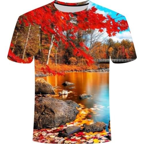 Nature/Landscape Tree T-shirt Summer Leisure Natural Scenery Full Version 3D T-shirt Cool Mens T-shirt 3D Printing T-shirt Men