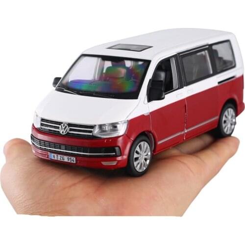Hot sale 1:32 alloy pull back car model,T6 Van car toy,6 door simulation sound and light,free shipping