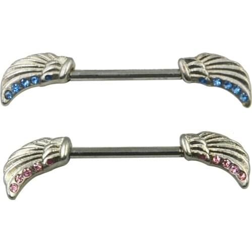 Crystal Wing Nipple Ring Piercing Barbell Jewelry