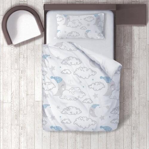 Duvet Cover Set Bedding Set Pillow Case for Baby and Kids Room 3D Printed Gray Cloud Hat Moon Model 1414