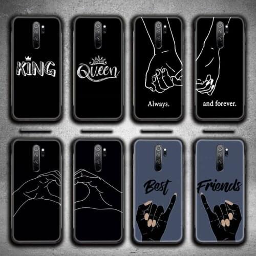 King Queen Best Friends Couple Phone Case for Redmi 9A 8A 7 6 6A Note 9 8 8T Pro Max Redmi 9 K20 K30 Pro