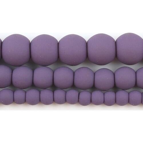 4/6/8mm Natural Matte Dark Purple Hematite Stone Rubber Round Spacer Beads for Accessories Jewellery Making DIY Bracelet 15"
