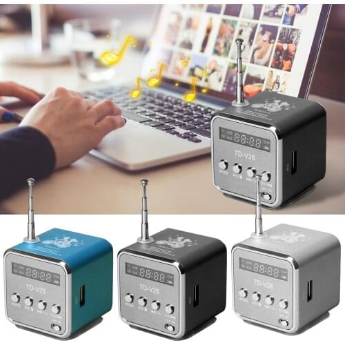 Gosear Portable TD-V26 Stereo Speaker Mini FM Radio Receiver with LCD Digital Display Support Micro SD TF Card USB Disk Player
