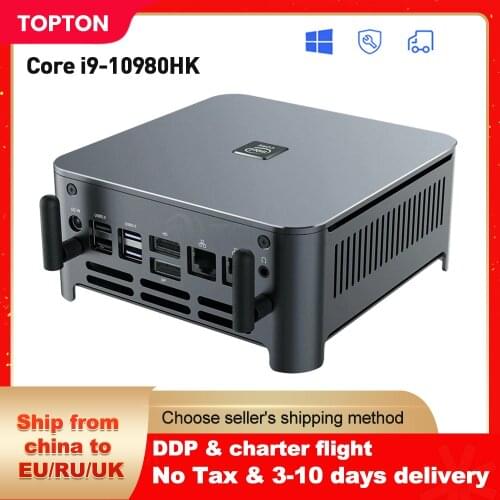 10th Gen Core i9 10980HK i7 10750H Intel Mini PC 2 Lans Windows 10 2*DDR4 2*NVMe Gaming Computer DP HDMI2.0 Type-C 3x4K Display