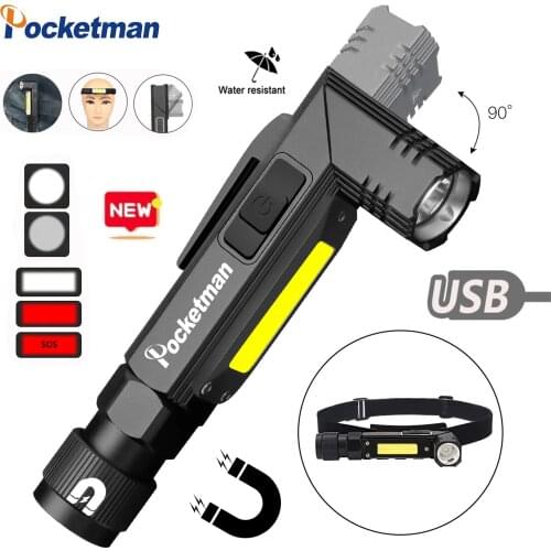 28000LM Handfree Tactical Flashlight Dual Fuel 90 Degree Twist Rotary Clip Rechargeable Super Bright 5 Modes LED Torch Outdoor