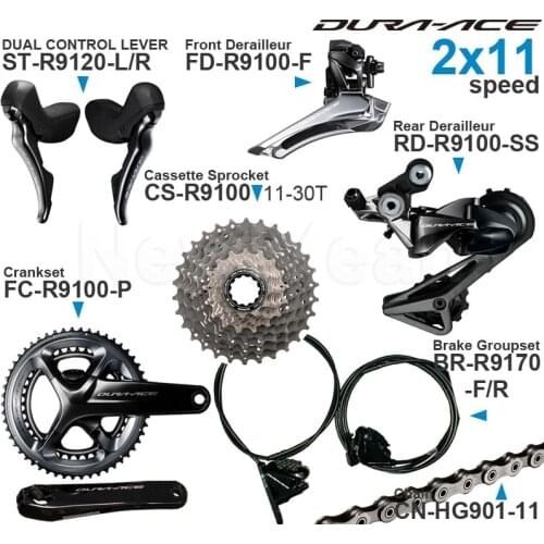 SHIMANO DURA-ACE R9100 2x11speed Groupset with R9120 Shifters Front/Rear Derailleur R9170 Brake Crankset Cassette Sprocket