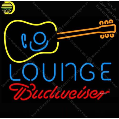 Neon Sign for Budweise Neon Guitar Lounge neon bulb Sign Decor Room Neon lights Sign glass Tube Iconic Light anuncio luminoso