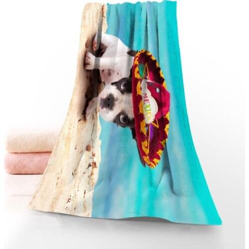 New Custom Bulldog Towel Printed Cotton Face/Bath Towels Microfiber Fabric For Kids Men Women Shower Towels 70X140cm