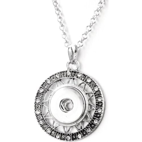 New Round Jewelry The Bloomer Snap Buttons Necklaces Link Chain With Retro Pendant Fit 18MM Snap Buttons Jewlery