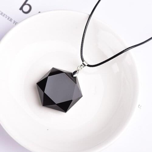 Obsidian Hexagram Necklaces for Women Nature Energy Stone Pendants Obsidian Star of David Pendant Lucky Crystal Men Jewelry