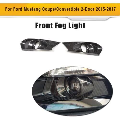 Carbon Fiber Front Rear Bumper Fog Lamp Light Covers Tail Trims for Ford Mustang Coupe 15-17 Convertible GT V6 V8 Shelby 2PC