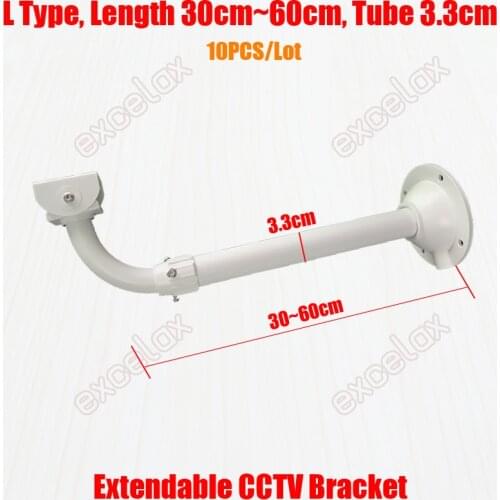 10PCS/Lot L Type 30cm - 60cm Long Extendable Adjustable Aluminum Alloy Wall Mount Security CCTV Camera Housing Bracket Support