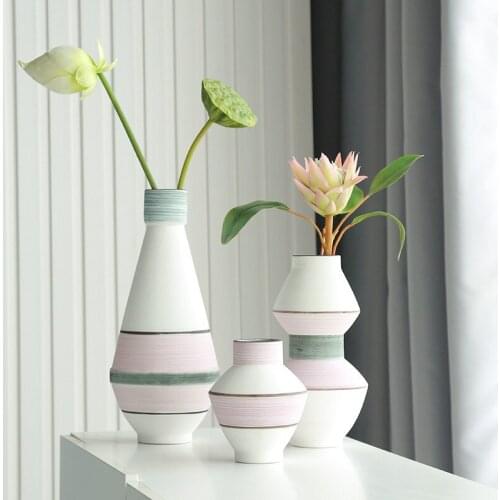 Hand Painted Color Matching Ceramic Vase New Chinese Style Decorative Vase Home Decor Trends of Hotel Model Rooms Color Flower
