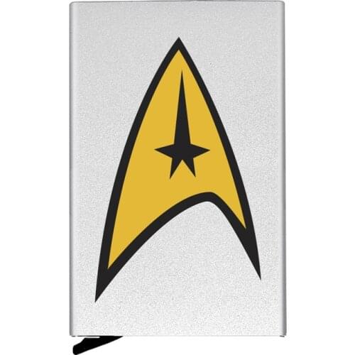 Silver Metal Case Star Fleet Logo Printing Credit Card Holder Men Slim Anti Protect Travel ID Cardholder Women Rfid Wallet