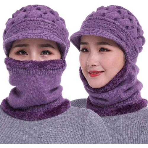 Women Cycling Windproof Hat Warm Middle Aged And Elderly People For Mom Lady Scarf One-Piece Soft Grandma Winter