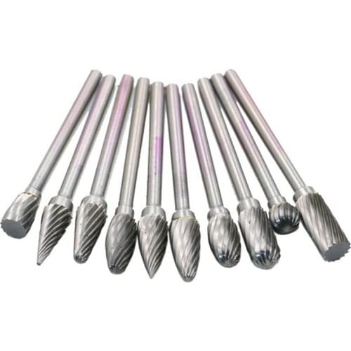 10pcs tungsten steel grinding head tungsten carbide burrs sets mini drill diamond burs material tungstenio accessories