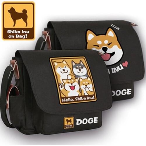 Cute Shiba Inu Crossbody Bags for Women Kawaii Doge School Bags Unisex Shoulder Bags Canvas Travel Bags Cartoon Bookbag