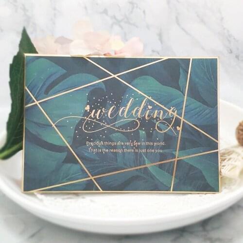 Blue luxury flora wedding invitation card noble gold hot stamping print envelope wedding party decoration