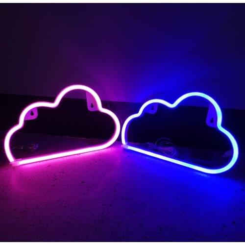 LED Cloud Neon Fairy Lights Sign USB Battery Operated Festoon New Years Garland Indoor For Bedroom Wall Christmas Decoration