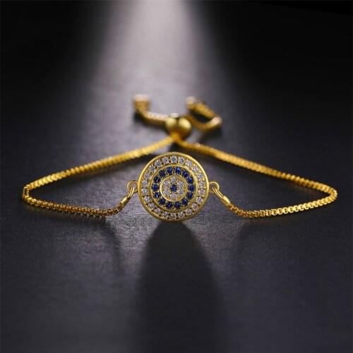 Turkish Evil Eye Bracelets for Woman Micro Pave Zircon Charm Adjustable Chains Fashion Handmade Jewelry Gift Wholesale bracelet