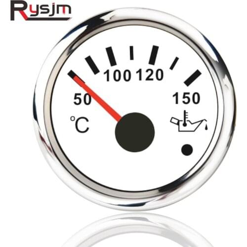 52mm Motorcycle Marine Car Oil Temp Gauge Temperature Meter With Red Backlight 50-150 Celsius For Boat Auto Engine Alarm 12V 24V