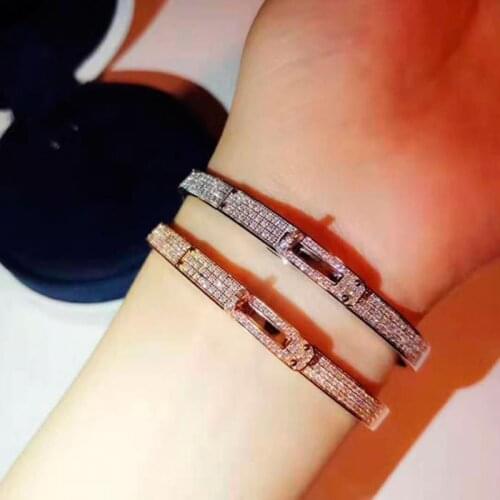 Silver 925 Jewelry Korean Fashion Bracelet Full High Carbon Diamonds Bracelets For Women Girls Wedding Accessories Fine Jewelry