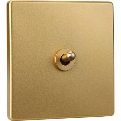 Gold 1-Gang High Quality Vintage Brass Lever Toggle Switch Panel Home Improvement Hotel Loft Champagne Wall Light Switch