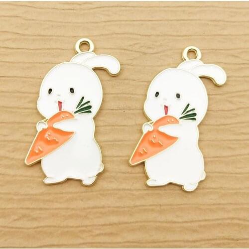 10pcs 18x33mm enamel rabbit charm for jewelry making earring pendant bracelet and necklace charms