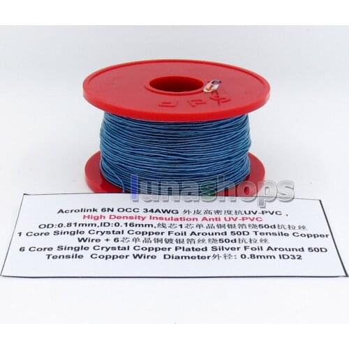 20m Acrolink 6n OCC 34AWG UV-PVC 1 core single Crystal copper Foil Around 50d OD 0.8mm DIY cable ID32 LN005739