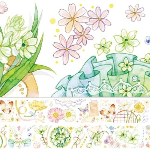 3 Meter Roll New Scrapbook Journal Materials Paper Lily Flower Washi Tape Stickers Character Special Oil