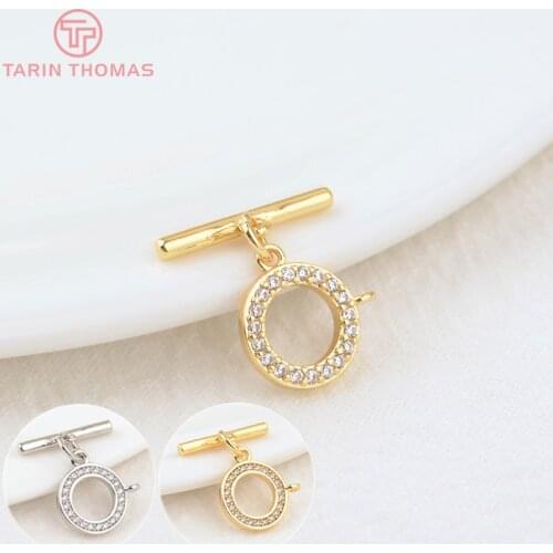 6 Sets O:9MM T:14MM 24K Gold Color Plated Brass Round Bracelet O Toggle Clasps High Quality Diy Jewelry Accessories