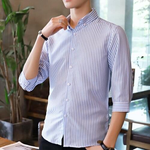 MRMT 2021 Brand New Summer Mens Shirts Short Sleeve Stripe for Male Shirts 7 Sleeves Casual Tops Shirt