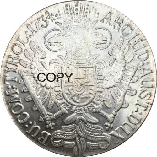 Austria Charles VI Holy Roman Emperor 1 Thaler 1734 Cupronickel Plated Silver Copy Coins Optional Different years