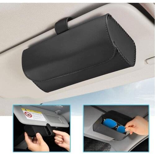 Car Glasses Case PU Leather Sunglasses Storage Box Auto Sun Visor Eyewear Case Multi-purpose Auto Accessories Glasses Box Holder