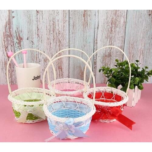 Bamboo Weaving Storage Basket Bowknot Simulate Fruit Rattan Storage Box For Cosmetics Tea Picnic Basket Organizer Handiwork