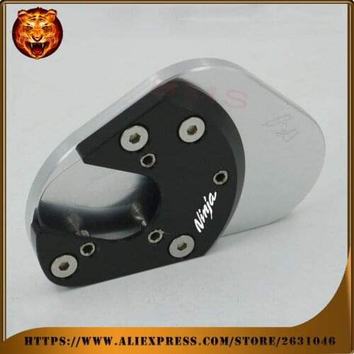 Motorcycle CNC Side Kickstand Stand Extension Support Plate For KAWASAKI NINJA 650 NINJA 400 NINJA 300 Free Shipping Logo 2017