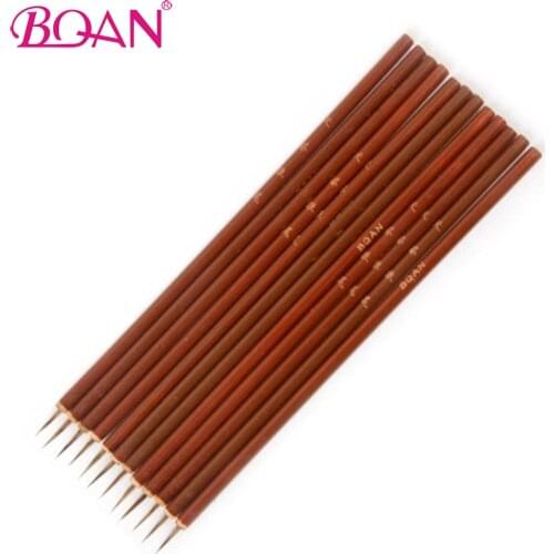 BQAN 12pcs Weasel Painting Brush Bamboo Drawing Brush Nail Art Finger Painting Brushes