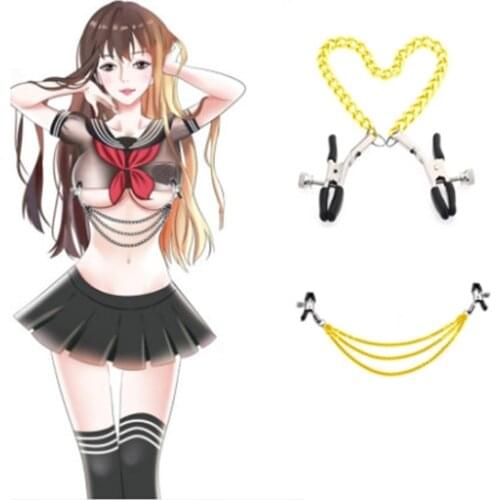 Candiway Stainless Steel Metal Chain Nipple Clamps Teasing Breast Clitoris Stimulation Adult BDSM Game Flirting Toys For Couple