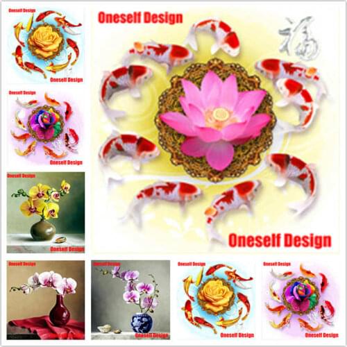 DIY Diamond Painting Full Set flower 5D Diamond embroidery Full Square Fish Flower 5D diamond mosaic Sale rhinestone pictures
