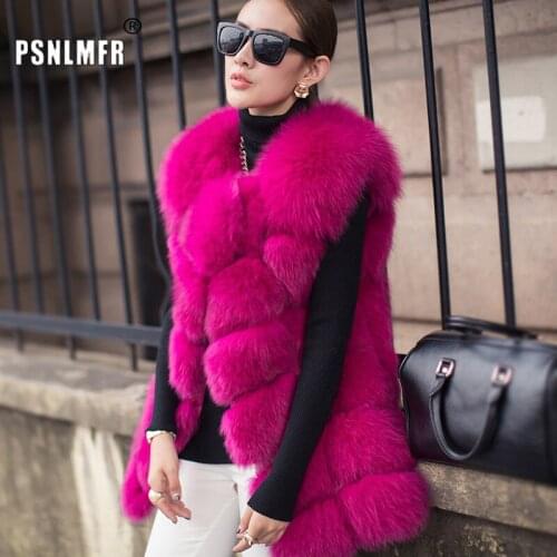 Hot New Argyle Design Classic Warm Fox Fur Coat Gorgeous 100% Genuine Women Winter Coat Fashion Sleeveless Thick Luxury Fur Vest