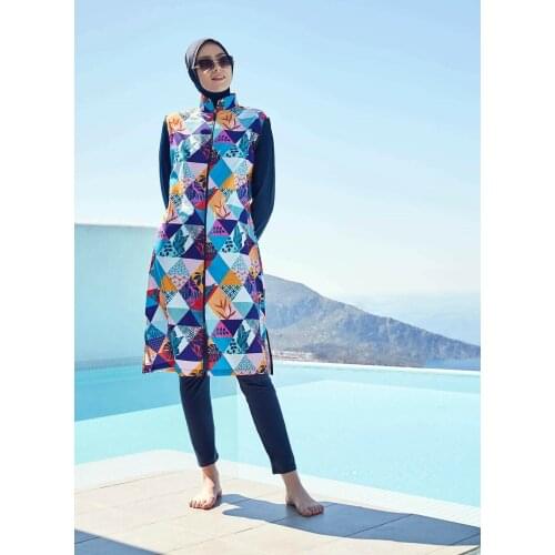 Jowl GAME H-2949-21 Elfida Full Indoor Lady Hijab Swimwear Navy Blue Islamic Swimwear 01.ADS. 019597