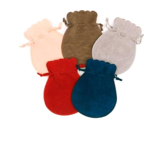 4Pcs/Lot Small Round Velvet Bags 10x13cm Charm Lipsticks Jewelry Packaging Bags Wedding Christmas Decoration Drawstring Gift Bag