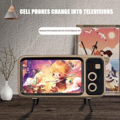 Mobile phone desktop stand retro small TV creative Bluetooth speaker lazy fan drama magic dormitory mini cartoon держатели